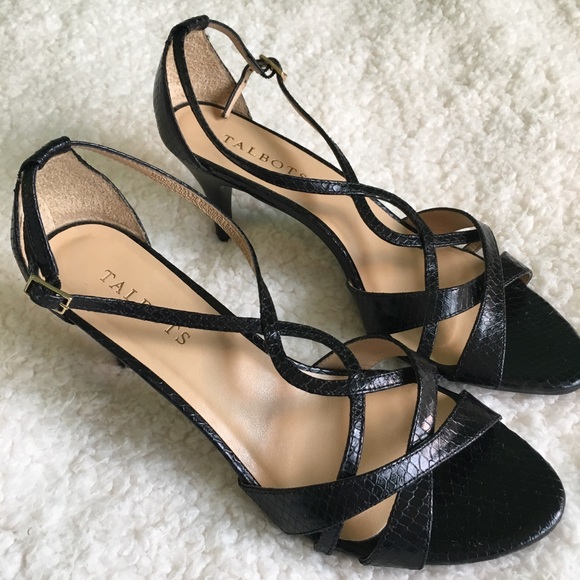 Talbots Shoes - Talbots Black Leather Sandal Heels